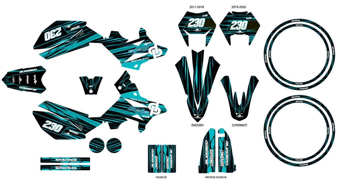 Kit pegatinas Beta RR 50cc Racing 2011-2020 de oro y platino | pegatinas para moto | personalización 50cc | armysctv
