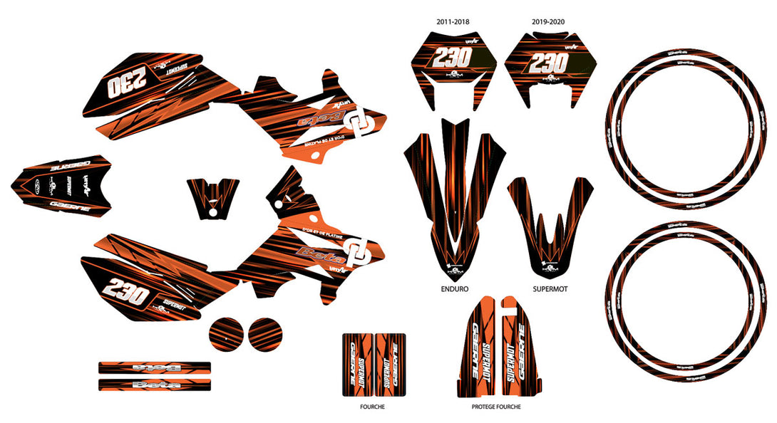 Kit déco Beta RR 50cc Racing 2011-2020 D'or et de platine