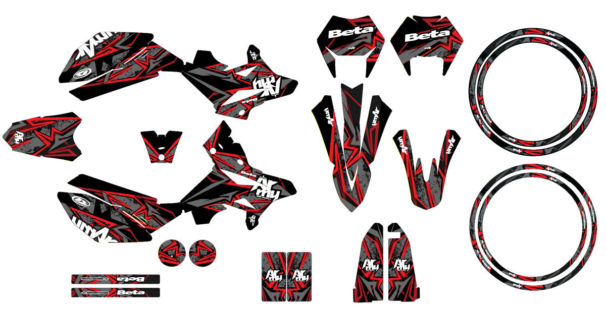 Kit pegatinas Beta RR 50cc Racing 2011-2020 Army Redrum | pegatinas para moto | personalización 50cc | armysctv