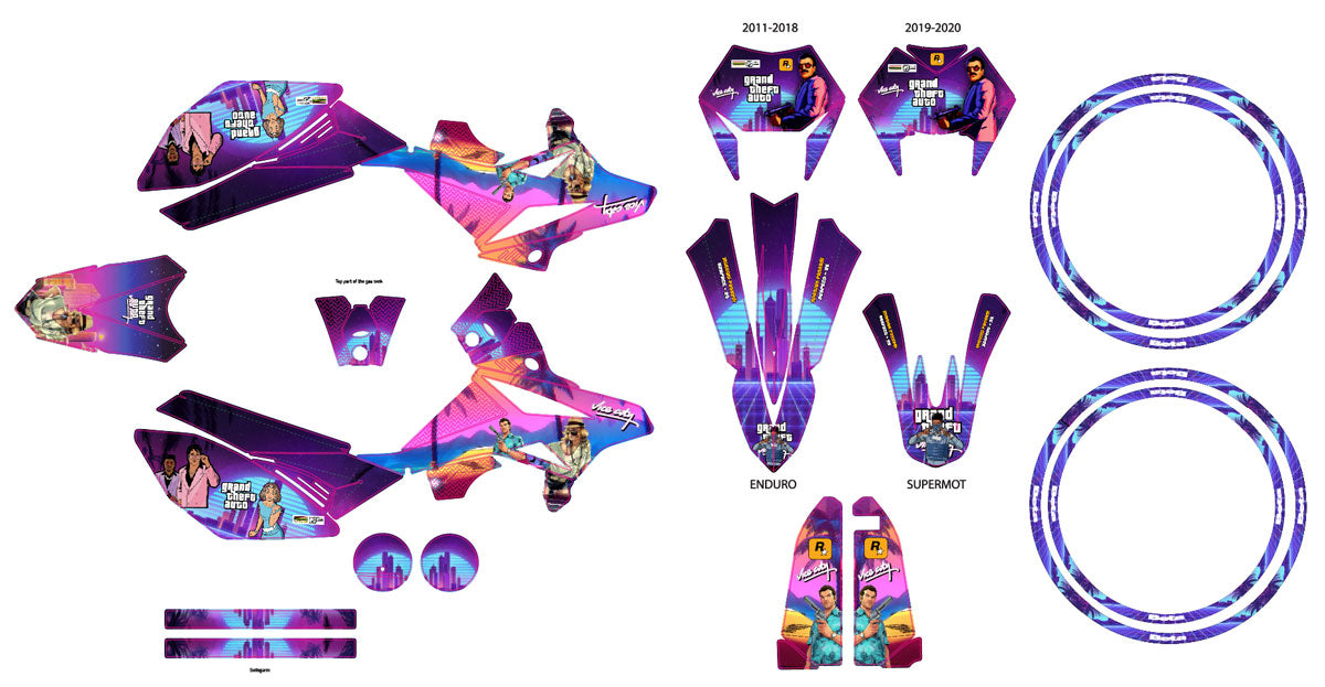 Kit pegatinas Beta RR 50cc Racing 2011-2020 Vice City | pegatinas para moto | personalización 50cc | armysctv