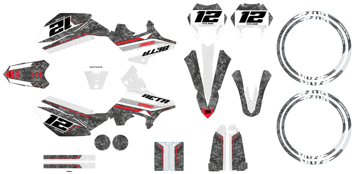 Kit pegatinas Beta RR 50cc Racing 2011-2020 Warfare | pegatinas para moto | personalización 50cc | armysctv