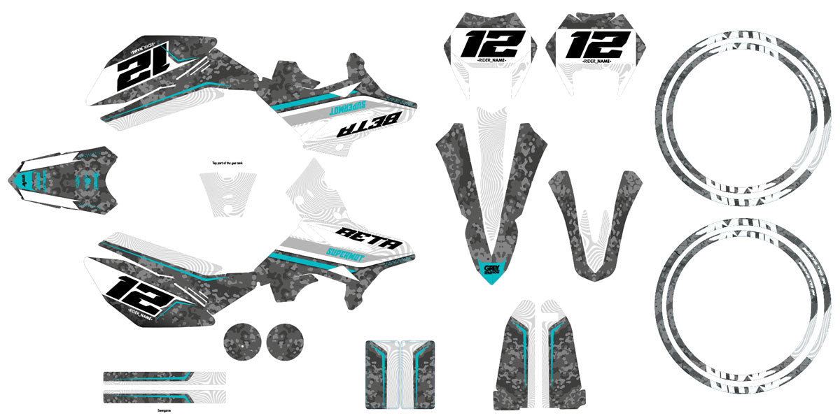 Kit pegatinas Beta RR 50cc Racing 2011-2020 Warfare | pegatinas para moto | personalización 50cc | armysctv