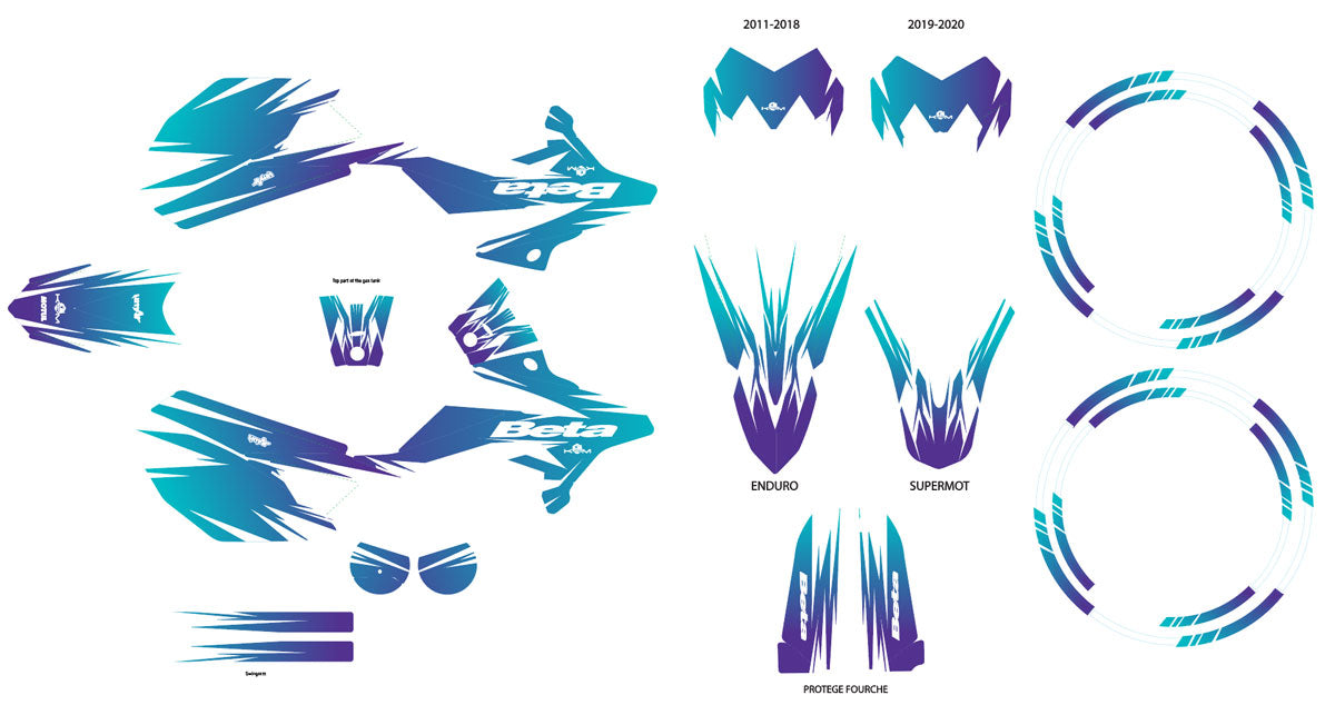 Kit pegatinas Beta RR 50cc Racing 2011-2020 X-Fast | pegatinas para moto | personalización 50cc | armysctv