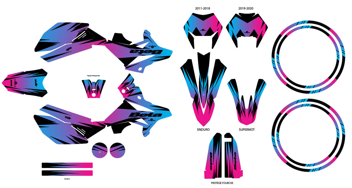 Kit pegatinas Beta RR 50cc Racing 2011-2020 X-Fast | pegatinas para moto | personalización 50cc | armysctv