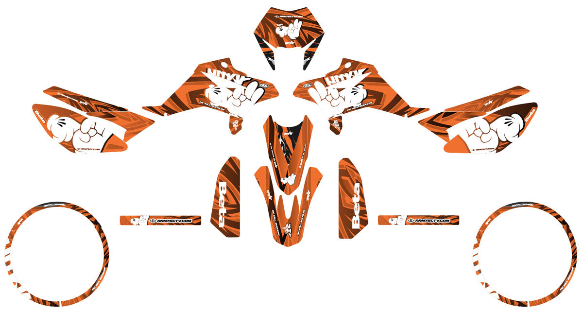 Graphics kit Army Finger Beta RR 50cc 2011-2020 | motorcycle stickers | 50cc customization | armysctv
