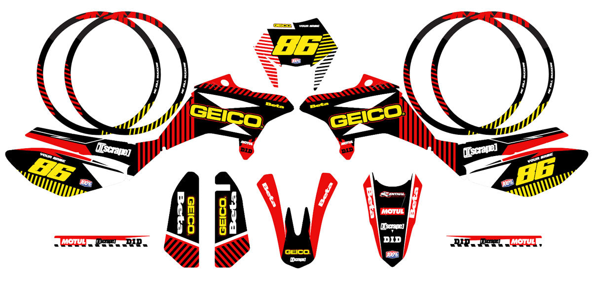 Kit pegatinas Beta RR 50 Motard 2011-2020 Geico | pegatinas para moto | personalización 50cc | armysctv