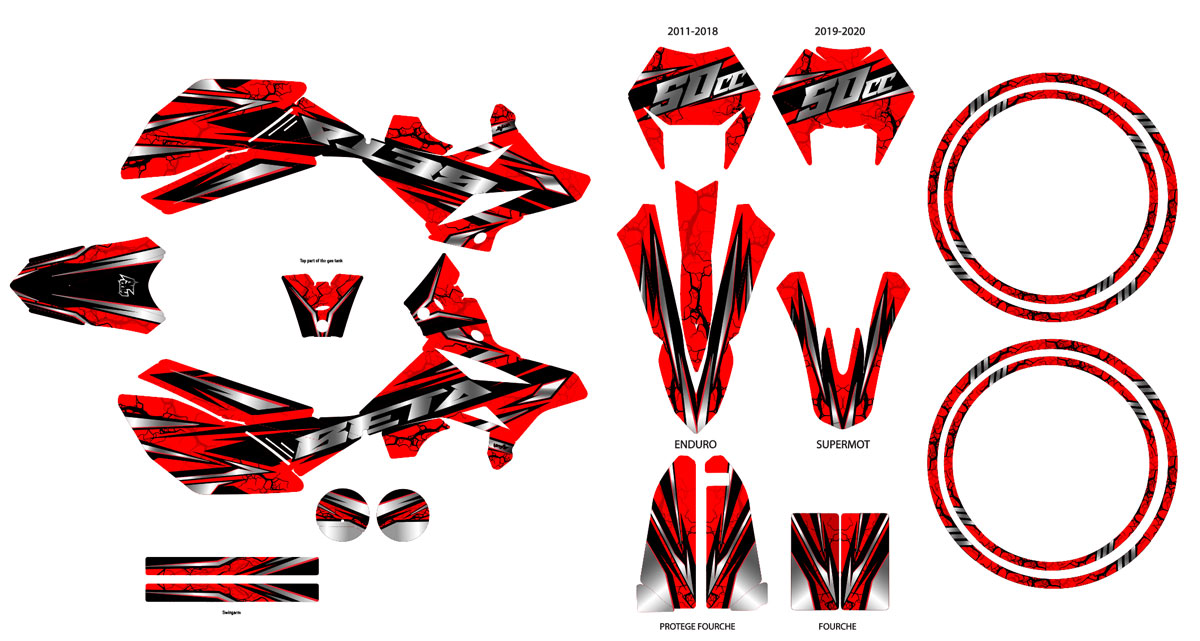 Kit déco Beta RR 50 Motard 2011-2020 Illuzion | autocollants moto | personnalisation 50cc | armysctv
