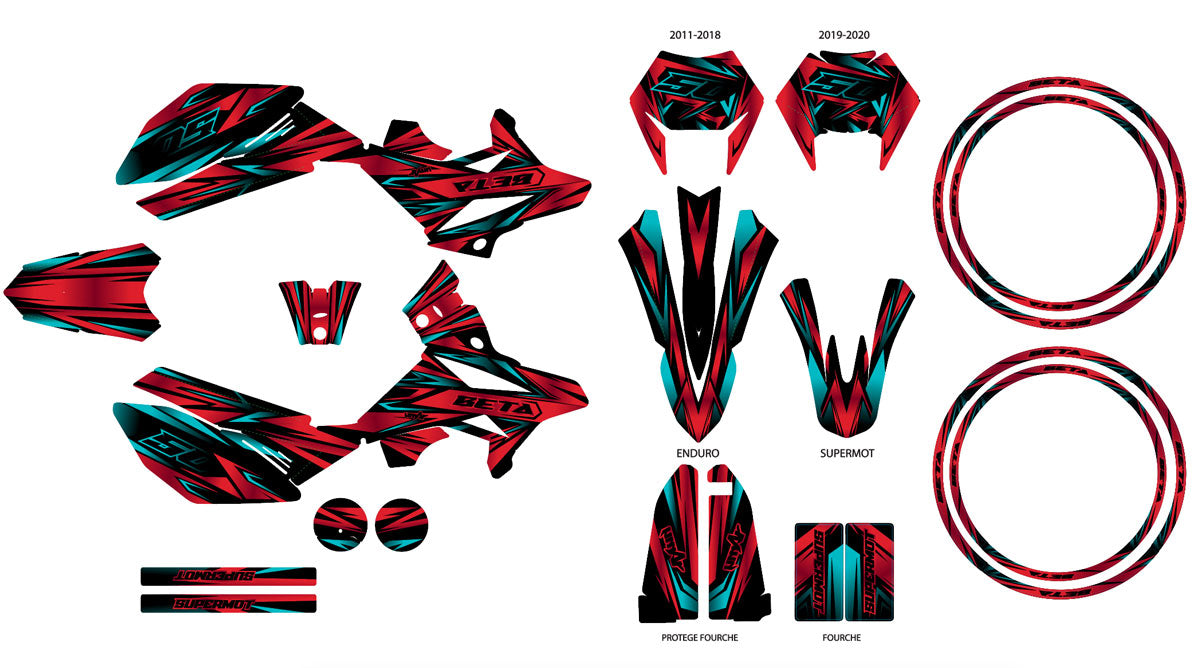 Kit déco Beta RR 50 Motard 2011-2020 Metal Style | autocollants moto | personnalisation 50cc | armysctv