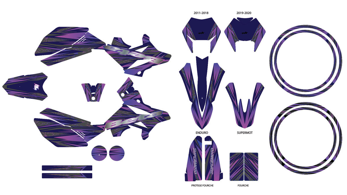 Kit déco Beta RR 50 Motard 2011-2020 Purpink | autocollants moto | personnalisation 50cc | armysctv