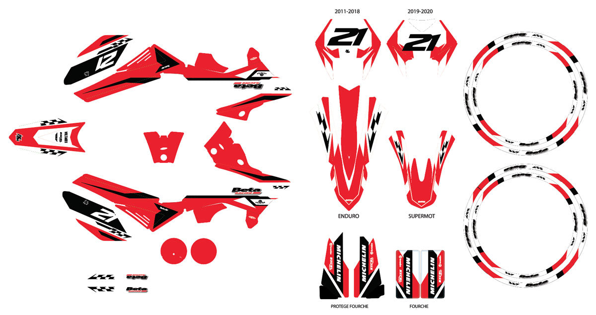Kit déco Beta RR 50 Motard 2011-2020 Skarp | autocollants moto | personnalisation 50cc | armysctv