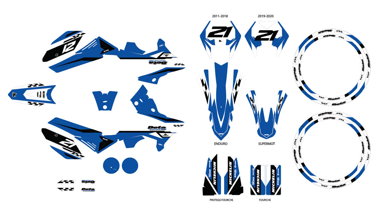 Kit déco Beta RR 50 Motard 2011-2020 Skarp | autocollants moto | personnalisation 50cc | armysctv