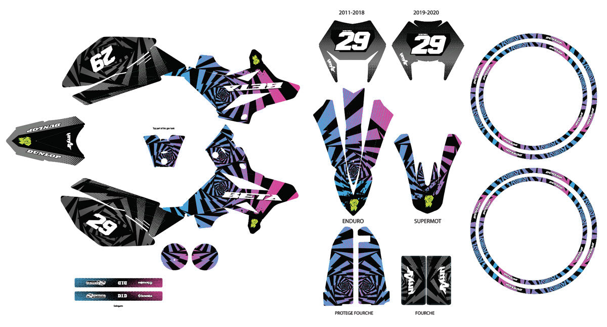 Kit déco Beta RR 50 Motard 2011-2020 Swirl | autocollants moto | personnalisation 50cc | armysctv