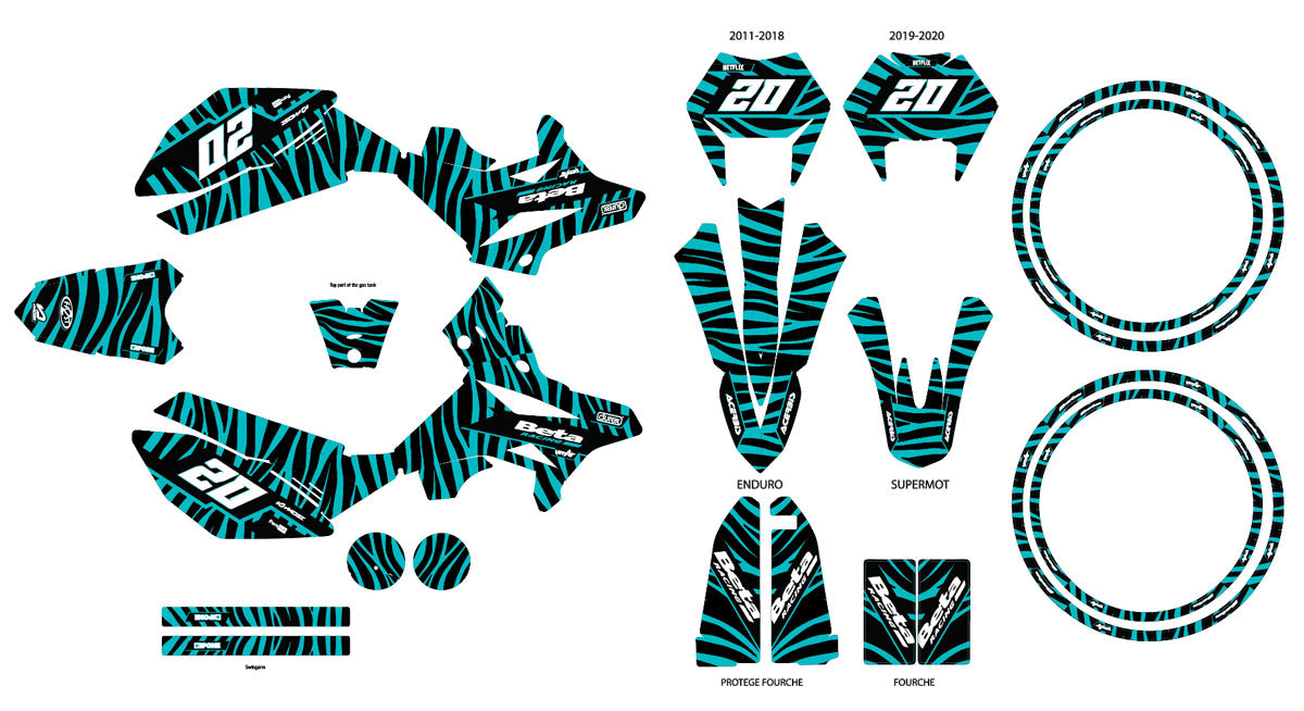 Kit déco Beta RR 50 Motard 2011-2020 Zebra style | autocollants moto | personnalisation 50cc | armysctv