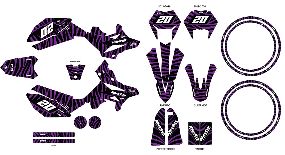 Kit déco Beta RR 50 Motard 2011-2020 Zebra style | autocollants moto | personnalisation 50cc | armysctv