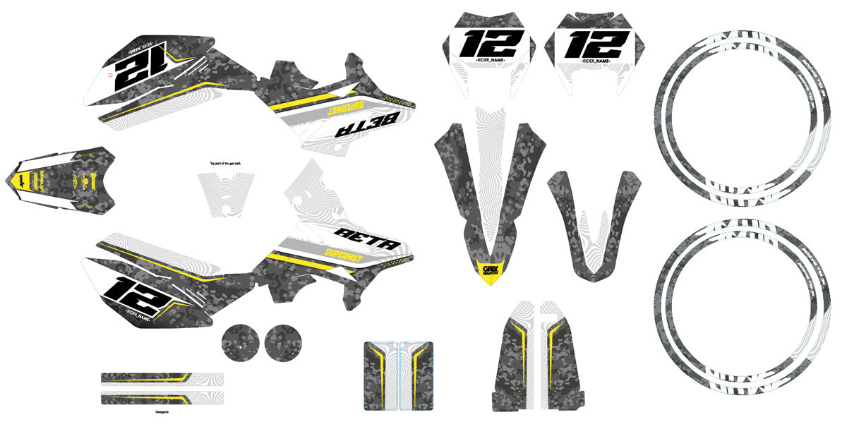 Kit pegatinas Beta RR 50cc Racing 2011-2020 Warfare | pegatinas para moto | personalización 50cc | armysctv