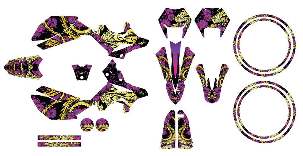 Kit déco Beta 50cc RR 2011-2020 Draflow avec design coloré et graphique unique pour moto.