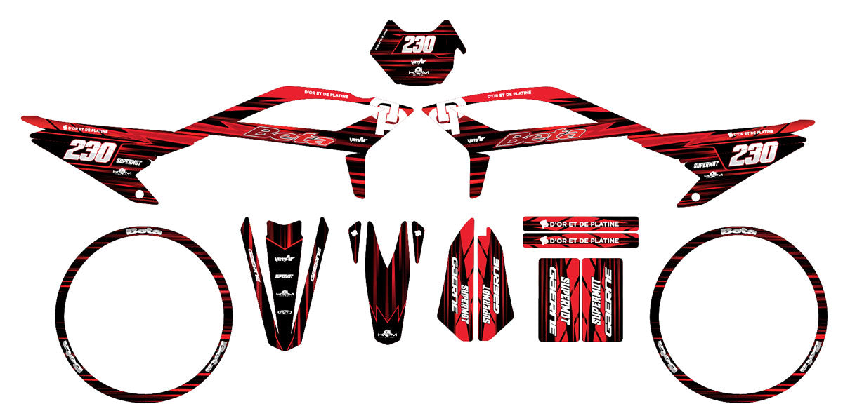 Dekor kit Beta RR 50 Motard 2021-2025 Gold und Platin | Motorradaufkleber | Personalisierung 50cc | armysctv