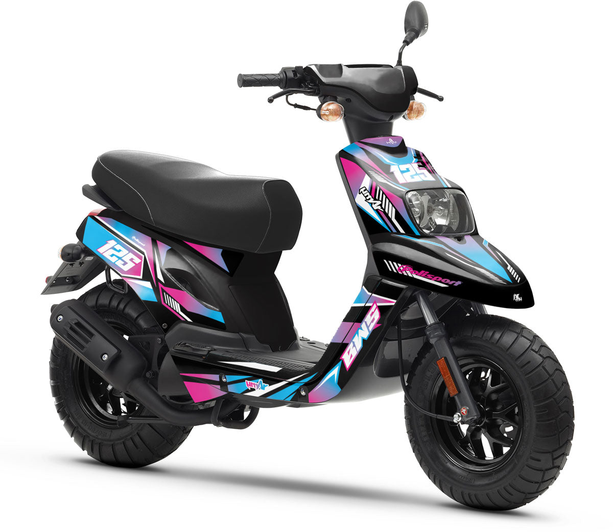Kit déco 50cc MBK Booster / Yamaha BW's 2004-2018 MX Sky | autocollants moto | personnalisation 50cc | armysctv