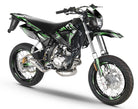 Kit déco 50cc CPI SMX 2005-2015 Alpha sur moto supermotard avec design audacieux et stickers graphiques.