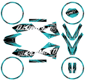 Kit déco 50cc CPI SMX 2005-2015 Illuzion - autocollants moto turquoise et noir pour supermotard.