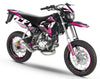 Dekor kit 50cc CPI SMX 2005-2015 Magix auf Supermotorrad mit modernem Design in rosa und schwarz aus Vinyl.