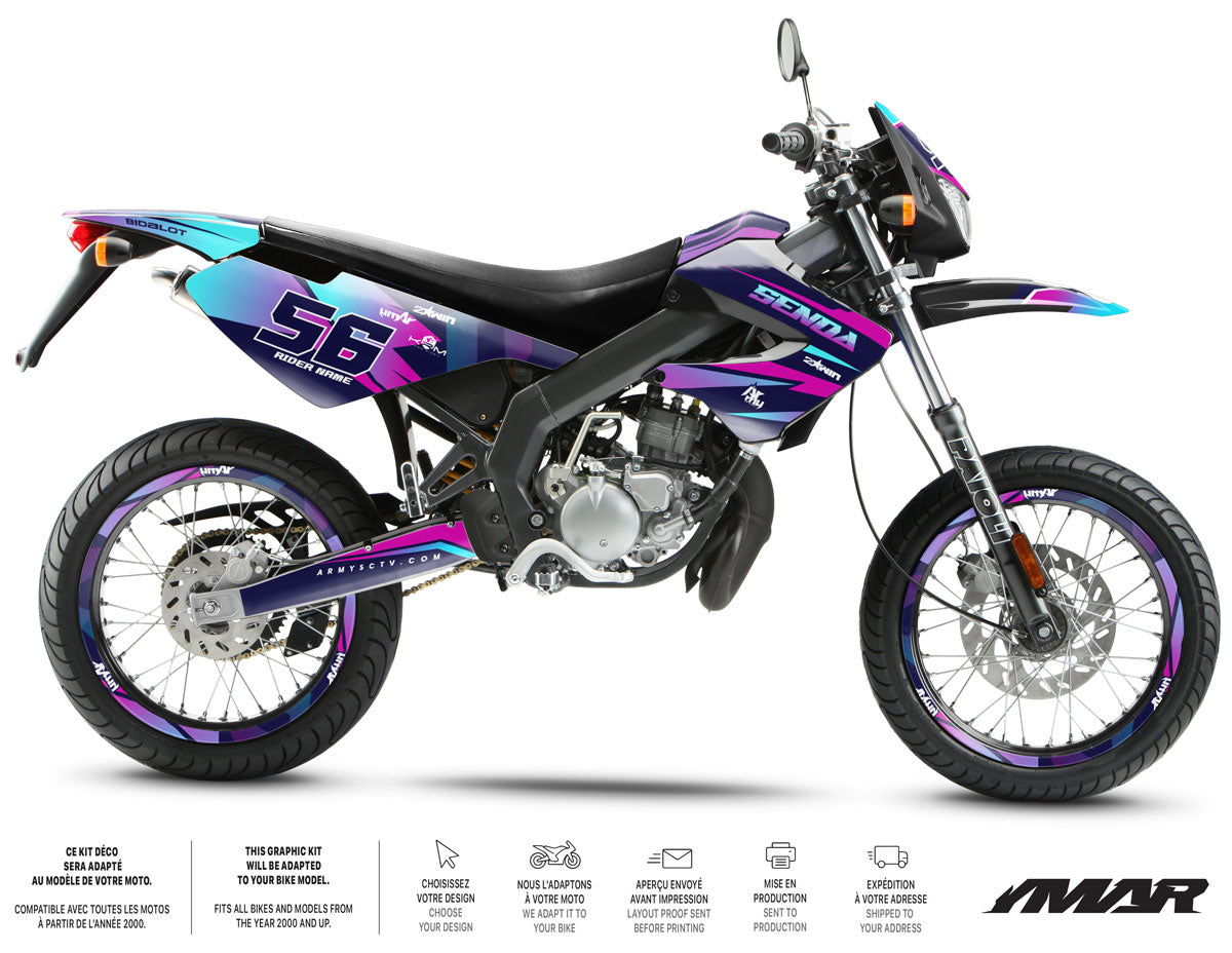 Kit pegatinas 50cc Derbi Senda xtreme 2006-2010 Crazy Pink