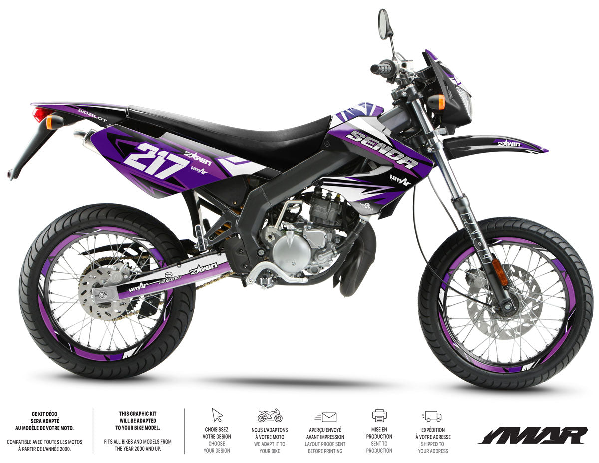 Kit déco 50cc Derbi Senda xtreme 2006-2010 Lilaks