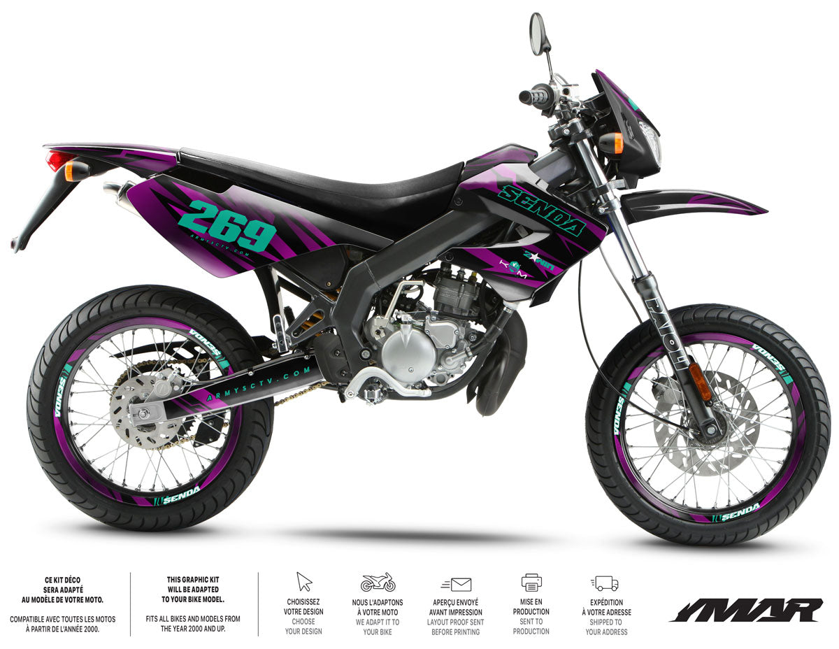 Kit déco 50cc Derbi Senda xtreme 2006-2010 Purple Rain
