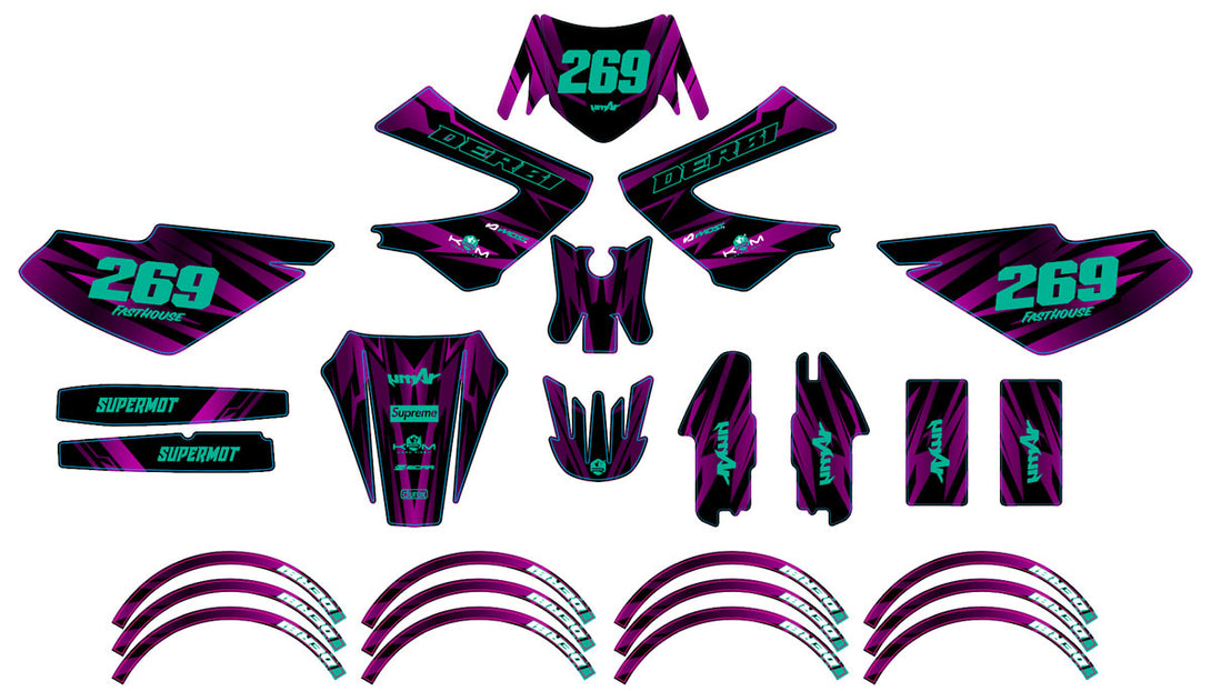 Kit déco 50cc Derbi Senda xtreme 2006-2010 Purple Rain