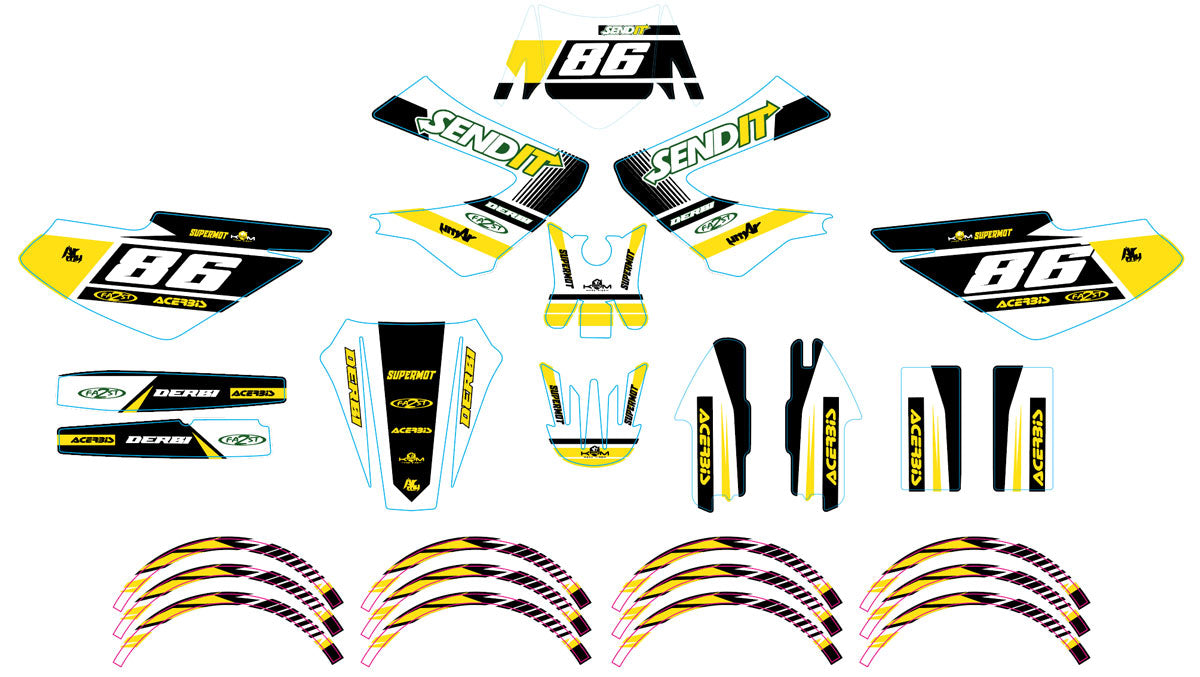 50cc Graphic decals Derbi Senda X-treme Send it! – Energetic and ...