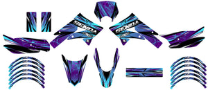 Kit déco 50cc Derbi Senda xtreme 2011-2017 Cosmic – design graphique violet et bleu pour supermotard.