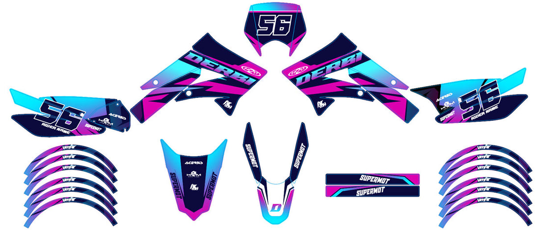 Kit déco 50cc Derbi Senda xtreme 2011-2017 Crazy PInk