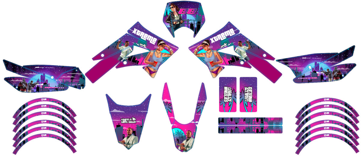 Kit pegatinas 50cc Derbi Senda xtreme 2011-2017 Vice City