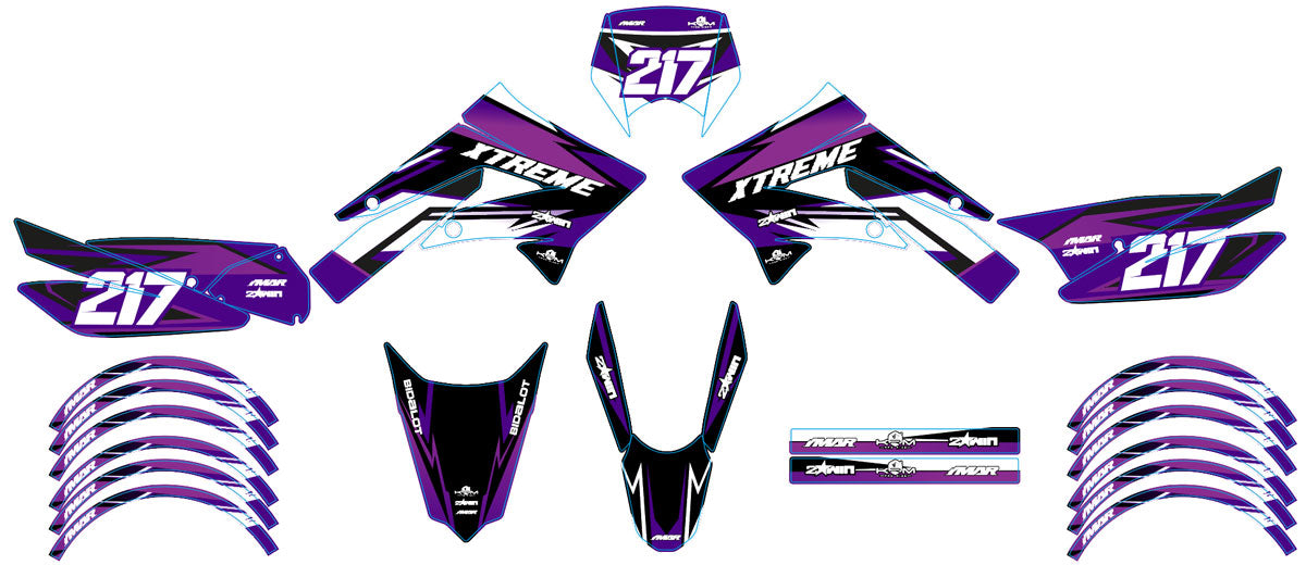 Kit pegatinas 50cc Derbi Senda xtreme 2011-2017 Lilaks