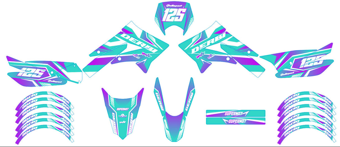 Kit déco 50cc Derbi Senda xtreme 2011-2017 MX Sky