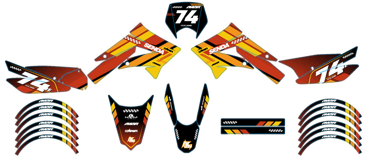 Kit pegatinas 50cc Derbi Senda xtreme 2011-2017 Orange Crew