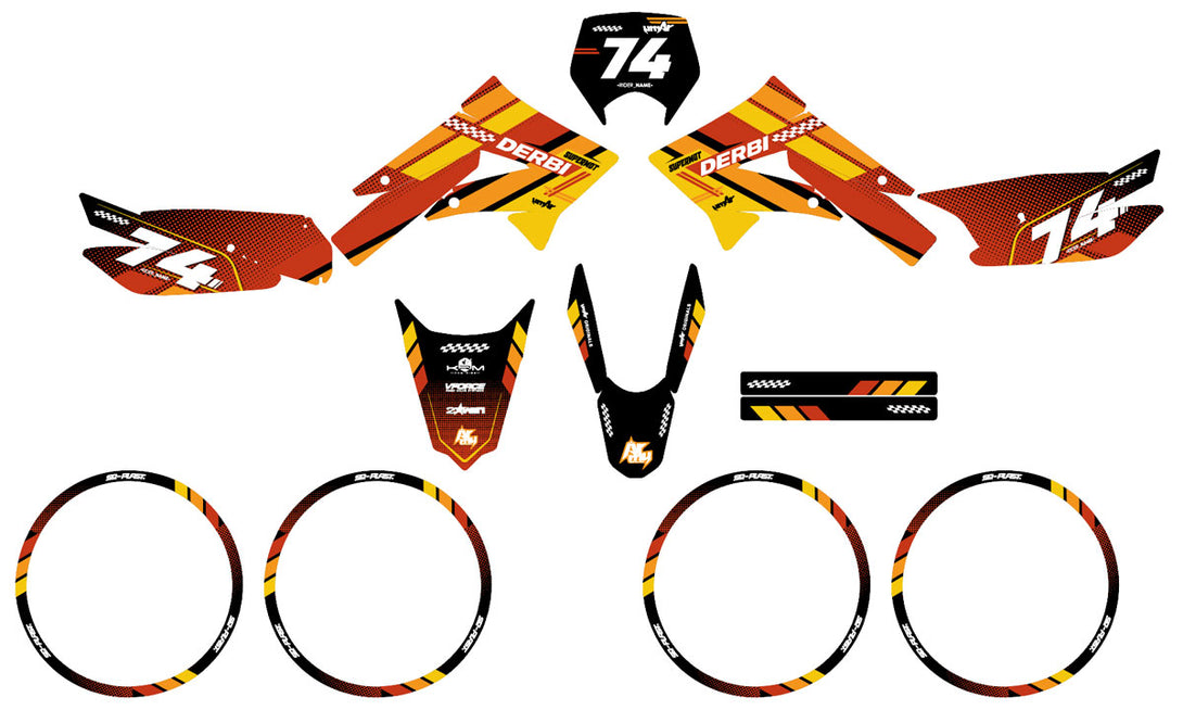 Kit déco 50cc Derbi Senda xtreme 2011-2017 Orange Crew