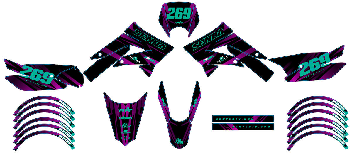 Kit pegatinas 50cc Derbi Senda xtreme 2011-2017 Purple Rain