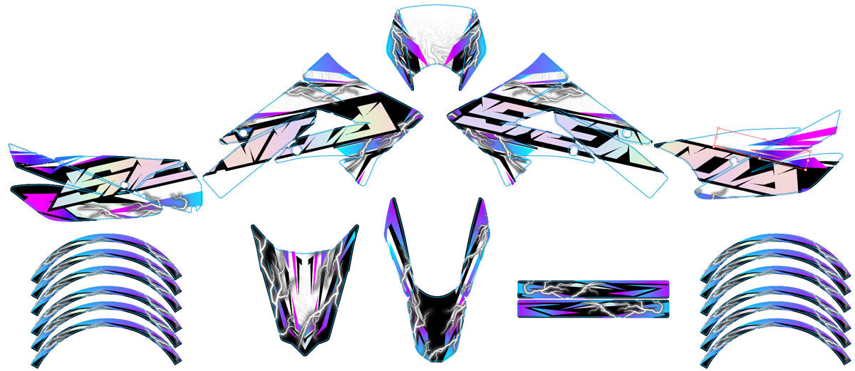 Deko-sett 50cc Derbi Senda xtreme 2011-2017 Shiro