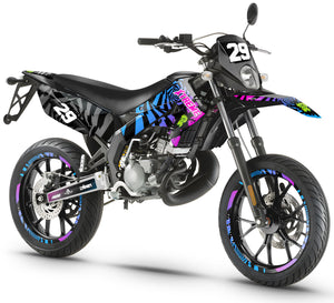 Kit déco 50cc Derbi Senda xtreme 2011-2017 Swirl design on a supermotard motorcycle