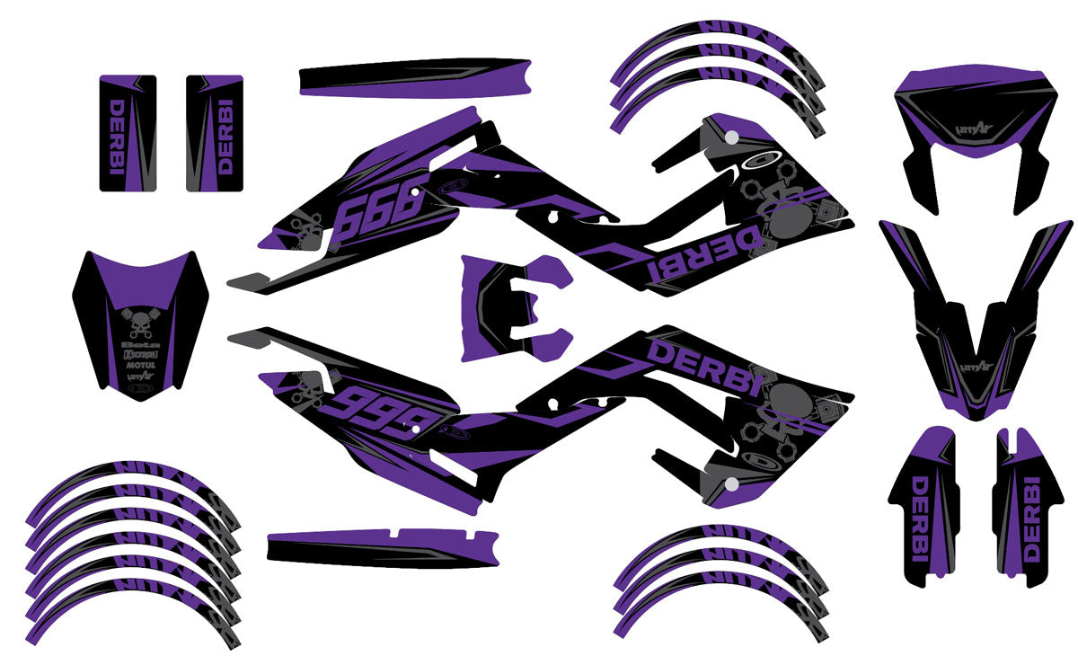 Kit déco Derbi Senda xtreme R 50cc 2018-2025 Cold | autocollants moto | personnalisation 50cc | armysctv