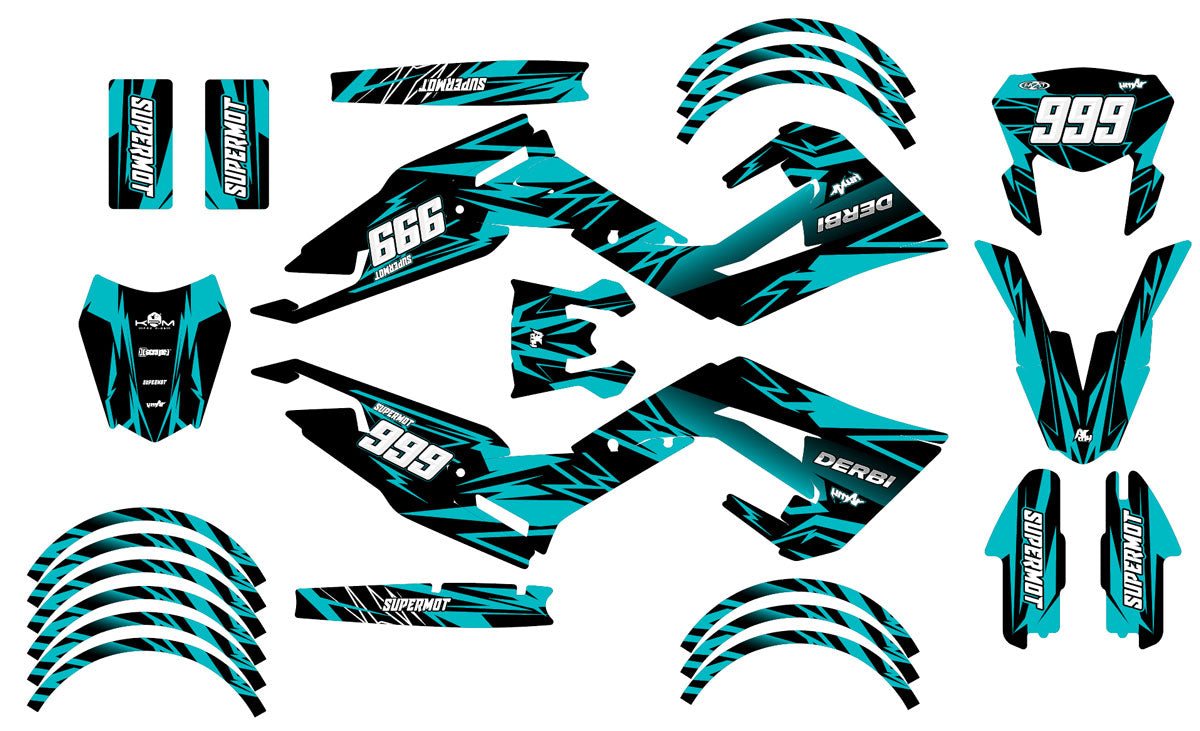 Kit déco Derbi Senda xtreme R 50cc 2018-2025 Huitième | autocollants moto | personnalisation 50cc | armysctv