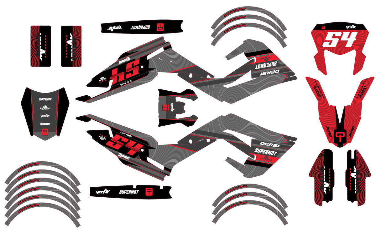 Kit déco Derbi Senda xtreme R 50cc 2018-2025 Quake | autocollants moto | personnalisation 50cc | armysctv