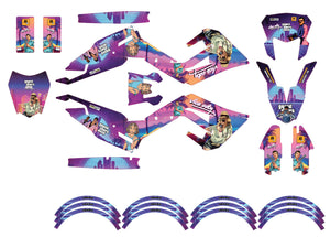 Kit déco Derbi Senda xtreme R 50cc 2018-2025 Vice City | autocollants moto | personnalisation 50cc | armysctv