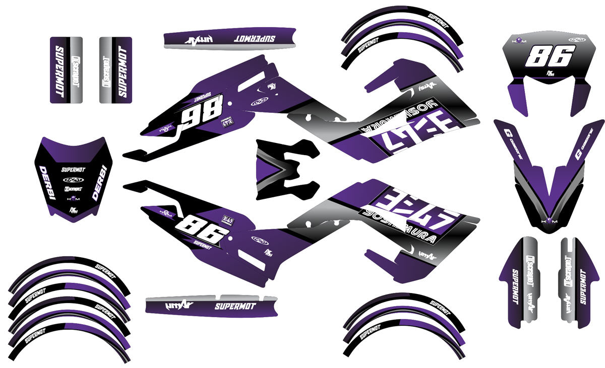 Kit déco Derbi Senda xtreme R 50cc 2018-2025 Yoshi | autocollants moto | personnalisation 50cc | armysctv