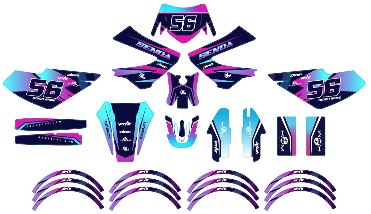 Kit pegatinas 50cc Derbi Senda xtreme 2006-2010 Crazy Pink