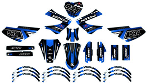 Kit déco 50cc Derbi Senda xtreme 2006-2010 Kunst avec autocollants et stickers moto en bleu.