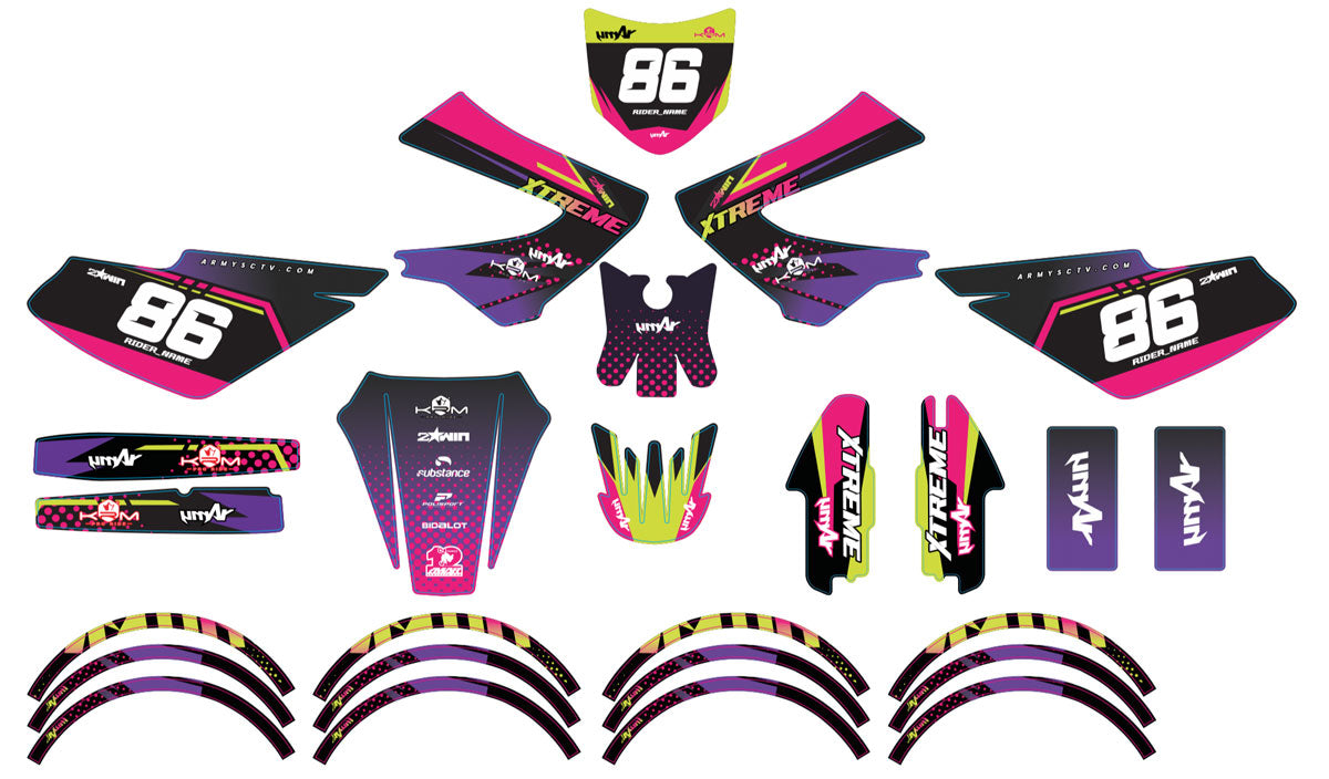 Kit pegatinas 50cc Derbi Senda xtreme 2006-2010 Army Neon