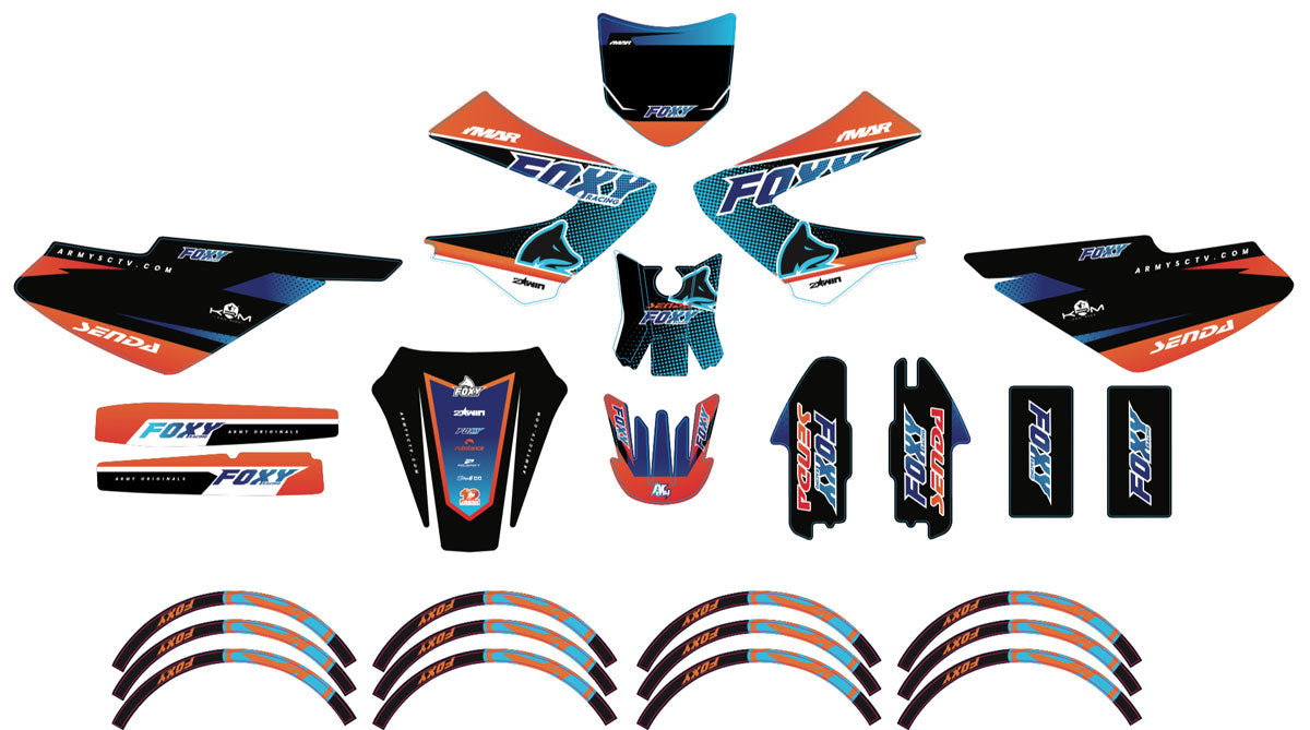 Kit pegatinas 50cc Derbi Senda xtreme 2006-2010 Orange Fox