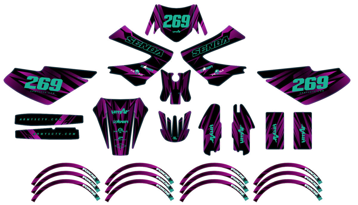 Kit déco 50cc Derbi Senda xtreme 2006-2010 Purple Rain